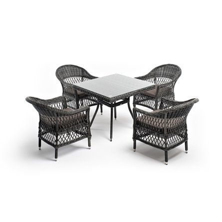 "Сицилия" обеденная группа плетеная, цвет графит