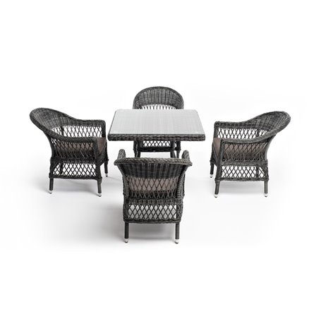 "Сицилия" обеденная группа плетеная, цвет графит