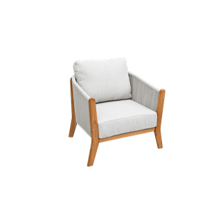 "Сидней" кресло плетеное из роупа, основание тик, каркас алюминий бежевый, роуп бежевый, ткань бежевая