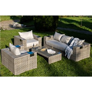 "Тито" лаунж-зона из искусственного ротанга, цвет серый