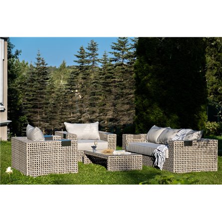 "Тито" лаунж-зона из искусственного ротанга, цвет серый