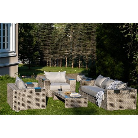 "Тито" лаунж-зона из искусственного ротанга, цвет серый