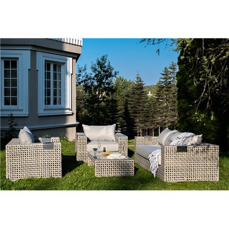 "Тито" лаунж-зона из искусственного ротанга, цвет серый