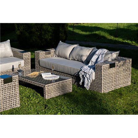 "Тито" лаунж-зона из искусственного ротанга, цвет серый