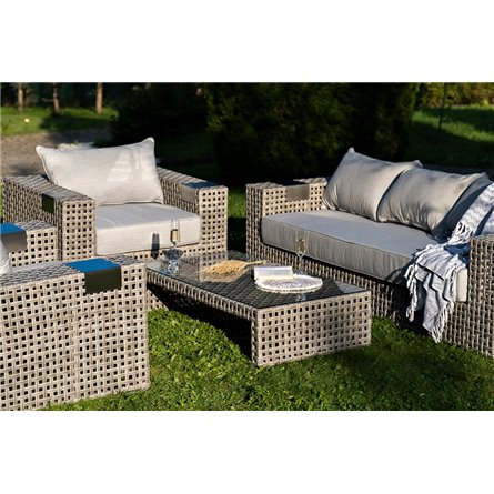 "Тито" лаунж-зона из искусственного ротанга, цвет серый