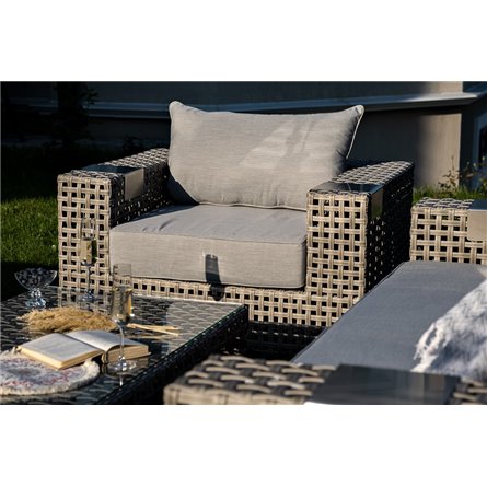 "Тито" лаунж-зона из искусственного ротанга, цвет серый