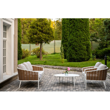 "Тоскана" лаунж-зона из искусственного ротанга, цвет соломенный