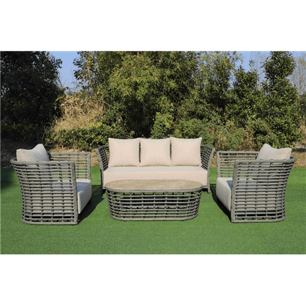 "Валенсия" диван из искусственного ротанга трехместный, цвет серый