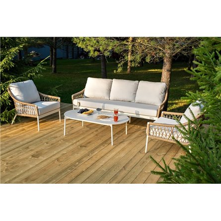 "Венеция" лаунж-зона из искусственного ротанга, цвет соломенный