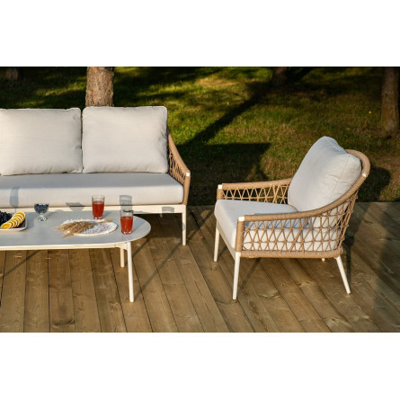 "Венеция" лаунж-зона из искусственного ротанга, цвет соломенный