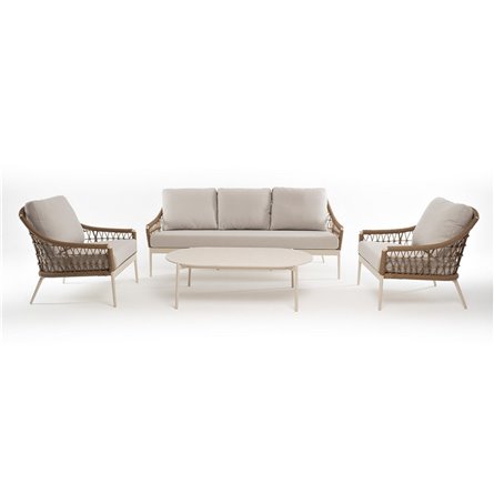 "Венеция" лаунж-зона из искусственного ротанга, цвет соломенный