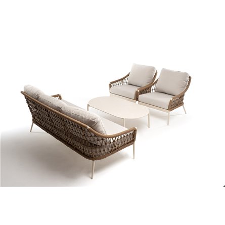 "Венеция" лаунж-зона из искусственного ротанга, цвет соломенный