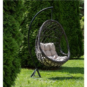 "Венеция" подвесное кресло-кокон из искусственного ротанга, цвет соломенный с бежевой подушкой