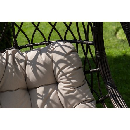 "Венеция" подвесное кресло-кокон из искусственного ротанга, цвет соломенный с бежевой подушкой