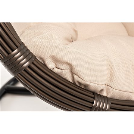 "Венеция" подвесное кресло-кокон из искусственного ротанга, цвет соломенный с бежевой подушкой