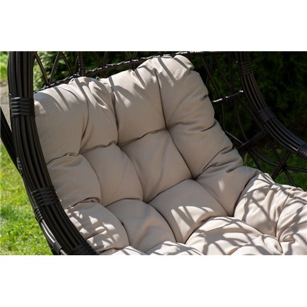 "Венеция" подвесное кресло-кокон из искусственного ротанга, цвет серый с бежевой подушкой