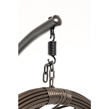 "Венеция" подвесное кресло-кокон из искусственного ротанга, цвет серый с бежевой подушкой