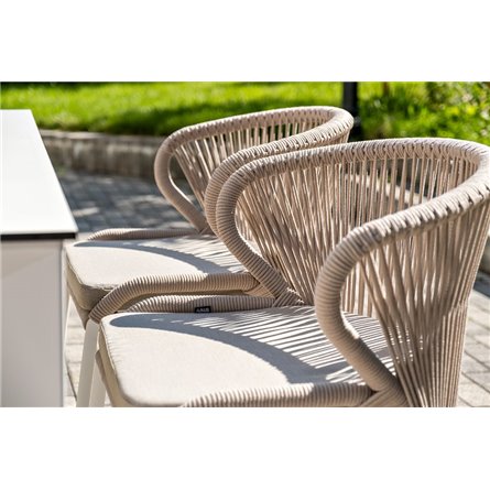 "Венето" обеденная группа на 6 персон со стульями "Милан", каркас белый, роуп бежевый