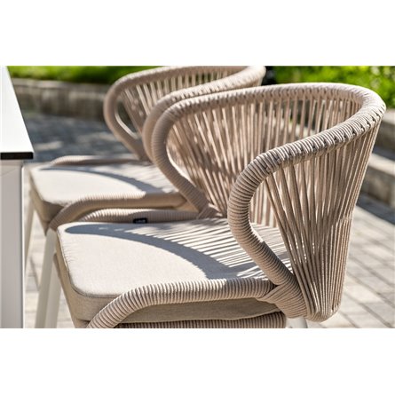 "Венето" обеденная группа на 6 персон со стульями "Милан", каркас белый, роуп бежевый