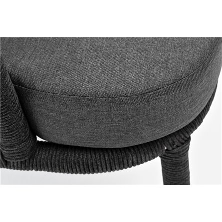 "Верона" кресло плетеное из роупа, каркас алюминий темно-серый (RAL7024) муар, роуп темно-серый круглый, ткань темно-серая 027