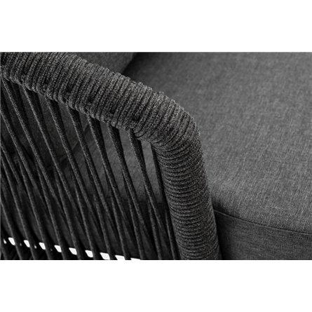 "Верона" кресло плетеное из роупа, каркас алюминий темно-серый (RAL7024) муар, роуп темно-серый круглый, ткань темно-серая 027