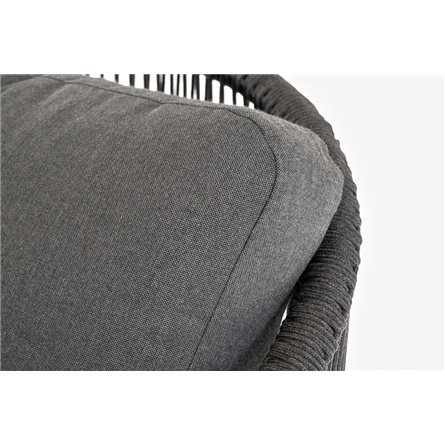 "Верона" кресло плетеное из роупа, каркас алюминий темно-серый (RAL7024) муар, роуп темно-серый круглый, ткань темно-серая 027