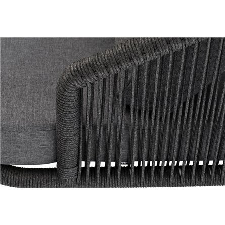 "Верона" кресло плетеное из роупа, каркас алюминий темно-серый (RAL7024) муар, роуп темно-серый круглый, ткань темно-серая 027