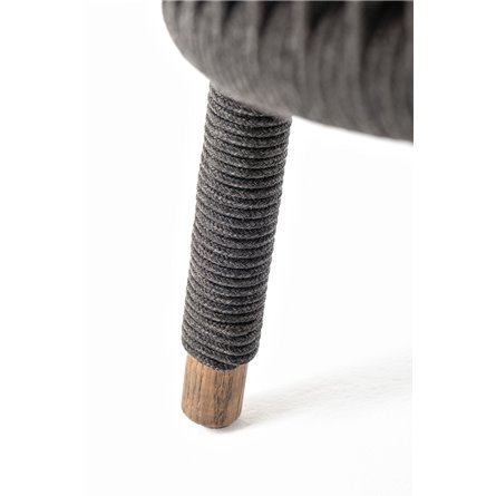 "Верона" кресло плетеное из роупа, каркас алюминий темно-серый (RAL7024) муар, роуп темно-серый круглый, ткань темно-серая 027