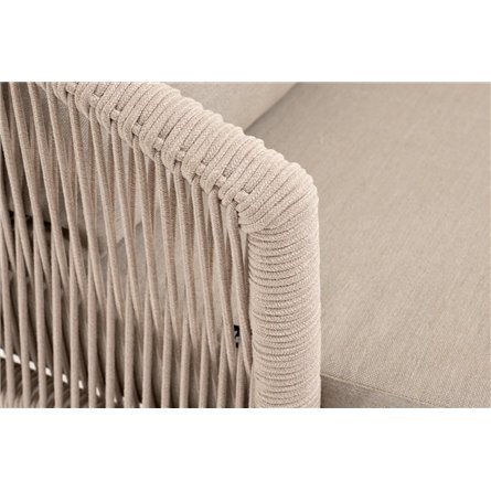 "Верона" кресло плетеное из роупа, каркас алюминий белый муар, роуп бежевый круглый, ткань бежевая 052