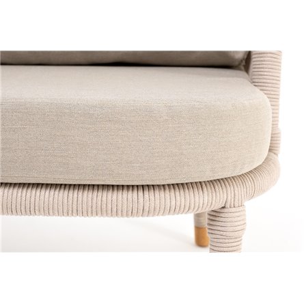 "Верона" кресло плетеное из роупа, каркас алюминий белый муар, роуп бежевый круглый, ткань бежевая 052