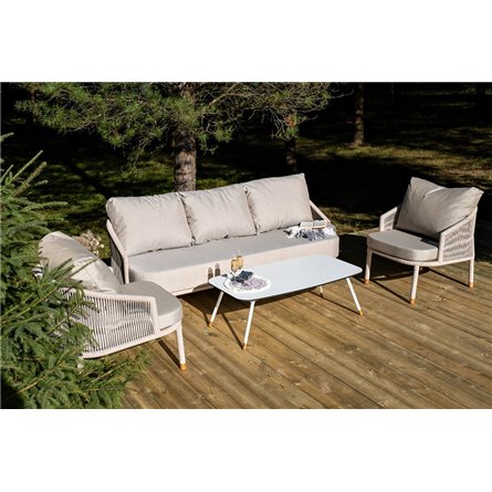 "Багамы" лаунж-зона 5-местная плетеная из роупа (веревки), каркас алюминиевый бежево-серый, роуп серо-коричневый