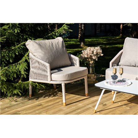 "Багамы" лаунж-зона 5-местная плетеная из роупа (веревки), каркас алюминиевый бежево-серый, роуп серо-коричневый