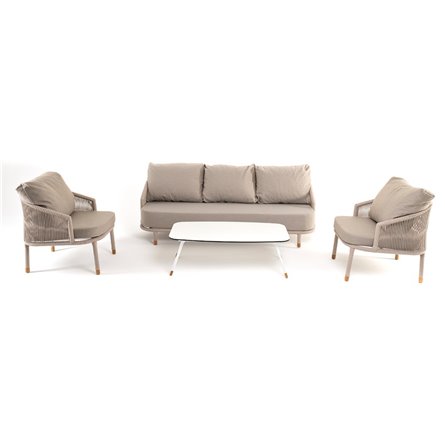 "Багамы" лаунж-зона 5-местная плетеная из роупа (веревки), каркас алюминиевый бежево-серый, роуп серо-коричневый