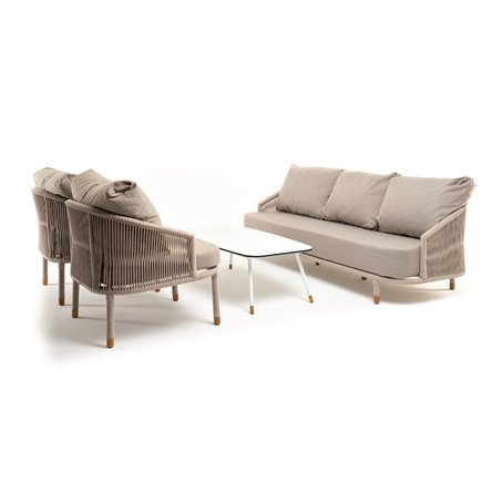"Багамы" лаунж-зона 5-местная плетеная из роупа (веревки), каркас алюминиевый бежево-серый, роуп серо-коричневый
