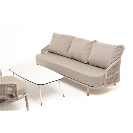 "Багамы" лаунж-зона 5-местная плетеная из роупа (веревки), каркас алюминиевый бежево-серый, роуп серо-коричневый