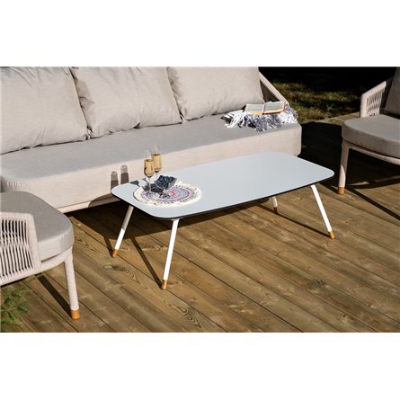 "Верона" лаунж-зона 5-местная плетеная из роупа (веревки), каркас алюминиевый белый, роуп бежевый