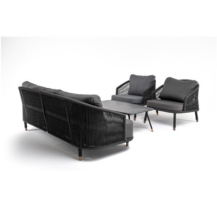 "Верона" лаунж-зона 5-местная плетеная из роупа (веревки), каркас алюминиевый темно-серый, роуп темно-серый