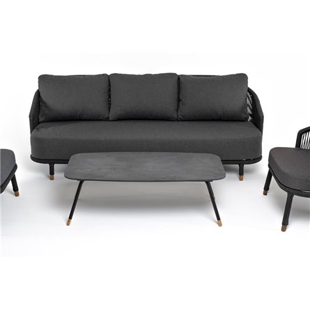 "Верона" лаунж-зона 5-местная плетеная из роупа (веревки), каркас алюминиевый темно-серый, роуп темно-серый