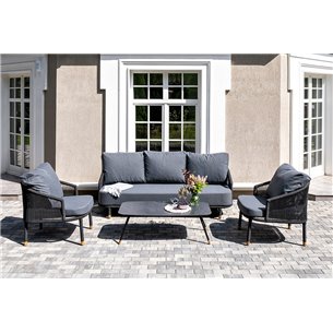 "Лугано" лаунж-зона 5-местная плетеная из роупа (веревки), каркас алюминиевый темно-серый, роуп темно-серый