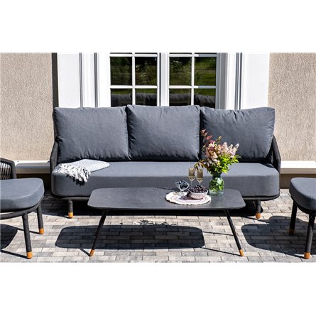 "Лугано" лаунж-зона 5-местная плетеная из роупа (веревки), каркас алюминиевый темно-серый, роуп темно-серый