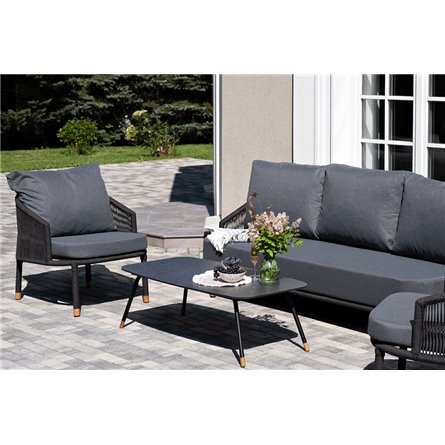 "Лугано" лаунж-зона 5-местная плетеная из роупа (веревки), каркас алюминиевый темно-серый, роуп темно-серый