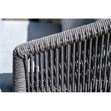 "Лугано" лаунж-зона 5-местная плетеная из роупа (веревки), каркас алюминиевый темно-серый, роуп темно-серый