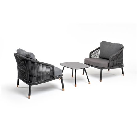 "Лугано" лаунж-зона 5-местная плетеная из роупа (веревки), каркас алюминиевый темно-серый, роуп темно-серый