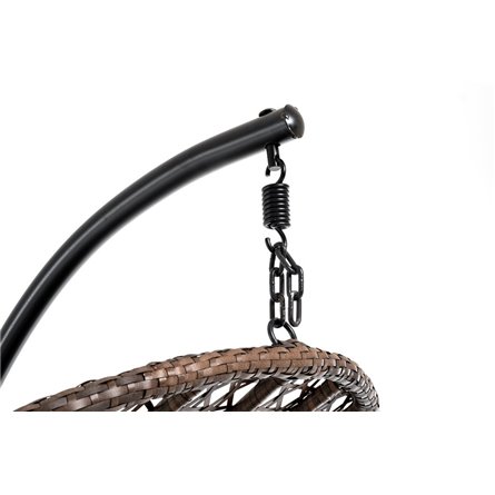 "Виши" подвесное кресло-кокон из искусственного ротанга, цвет коричневый с серо-коричневой подушкой