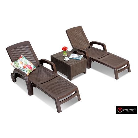 Шезлонг B:rattan MIAMI складной, коричневый (дисконт)
