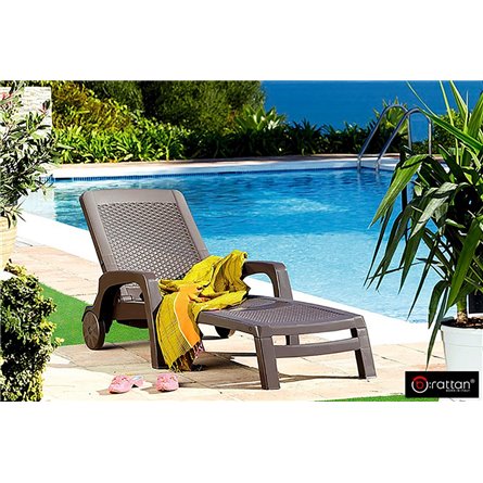 Шезлонг B:rattan MIAMI складной, коричневый (дисконт)