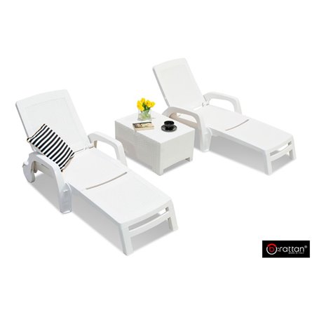 Шезлонг B:rattan MIAMI складной, белый (дисконт)