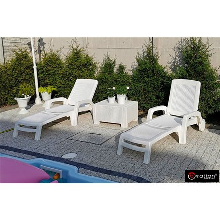 Шезлонг B:rattan MIAMI складной, белый (дисконт)