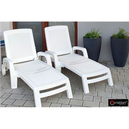 Шезлонг B:rattan MIAMI складной, белый (дисконт)