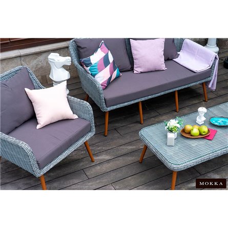 Комплект плетеной мебели MOKKA RIMINI (стол кофейный, 2 кресла, диван 2 х-местная)